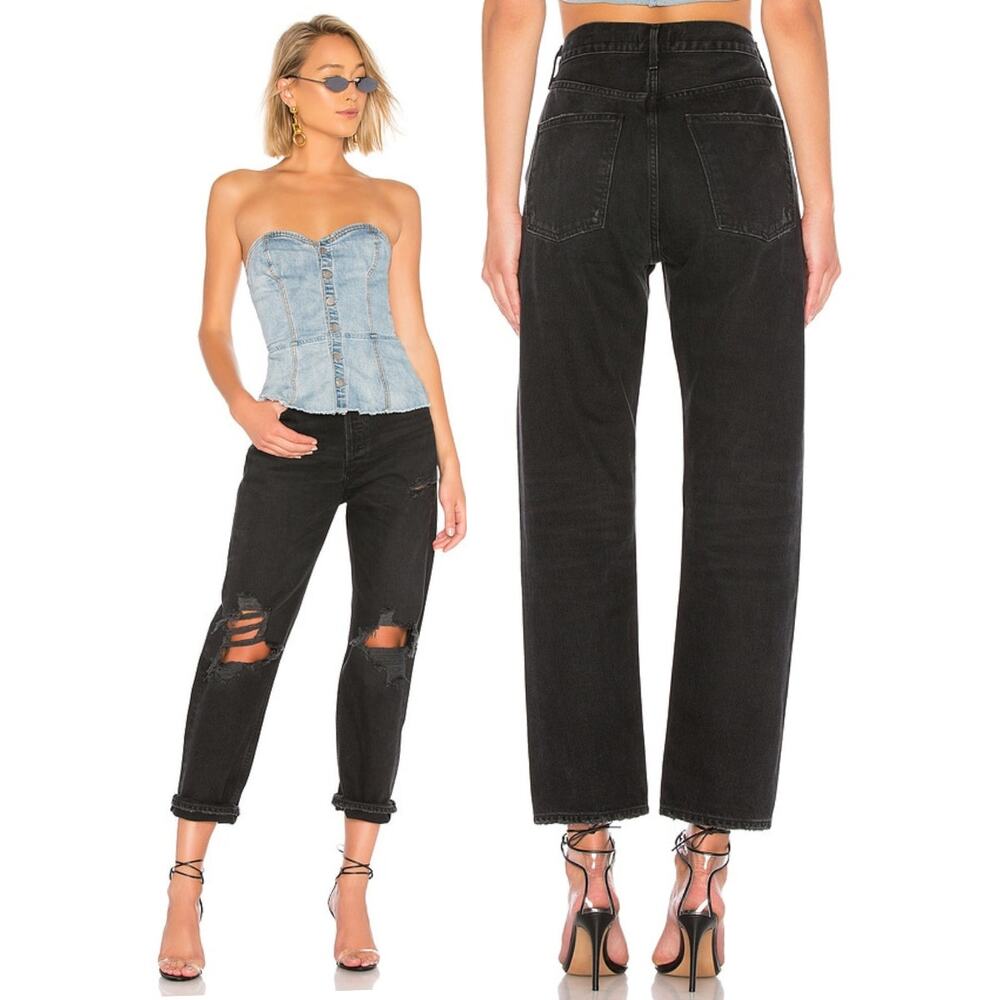 AGOLDE 90's Mid Rise Loose Fit Jean in Audio Washed Black Size 24 Made in USA
